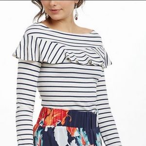 Anthropologie Boat Neck Ruffle